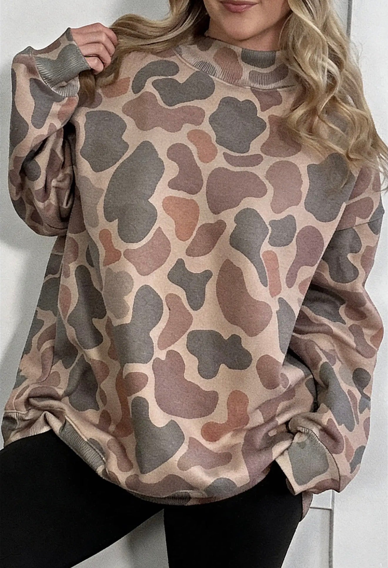 Camo mock neck